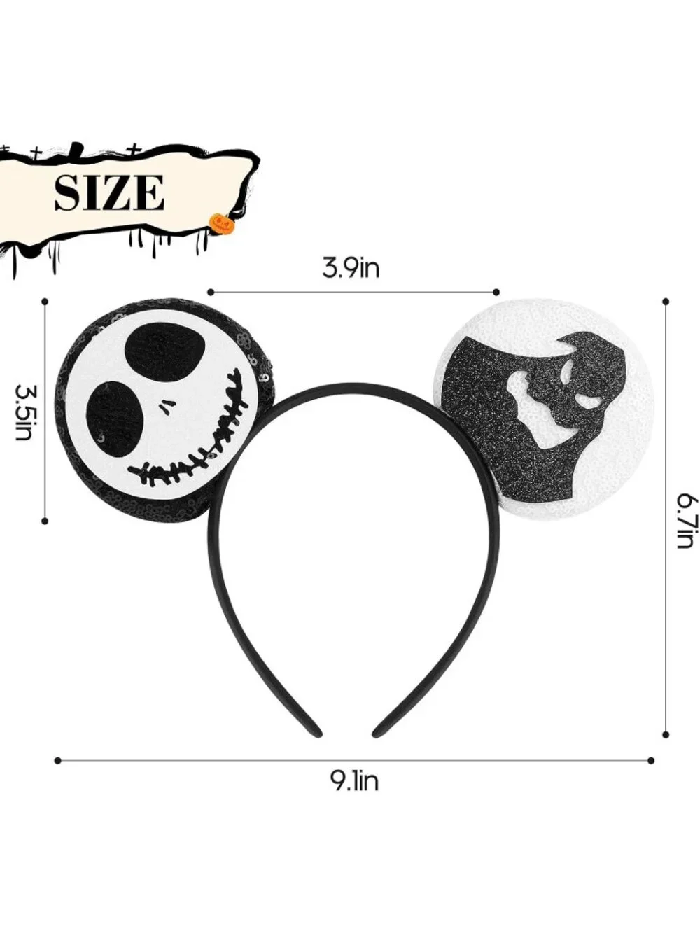 Women Black White Cartoon Mickey Mouse Costume Headband For Cosplay